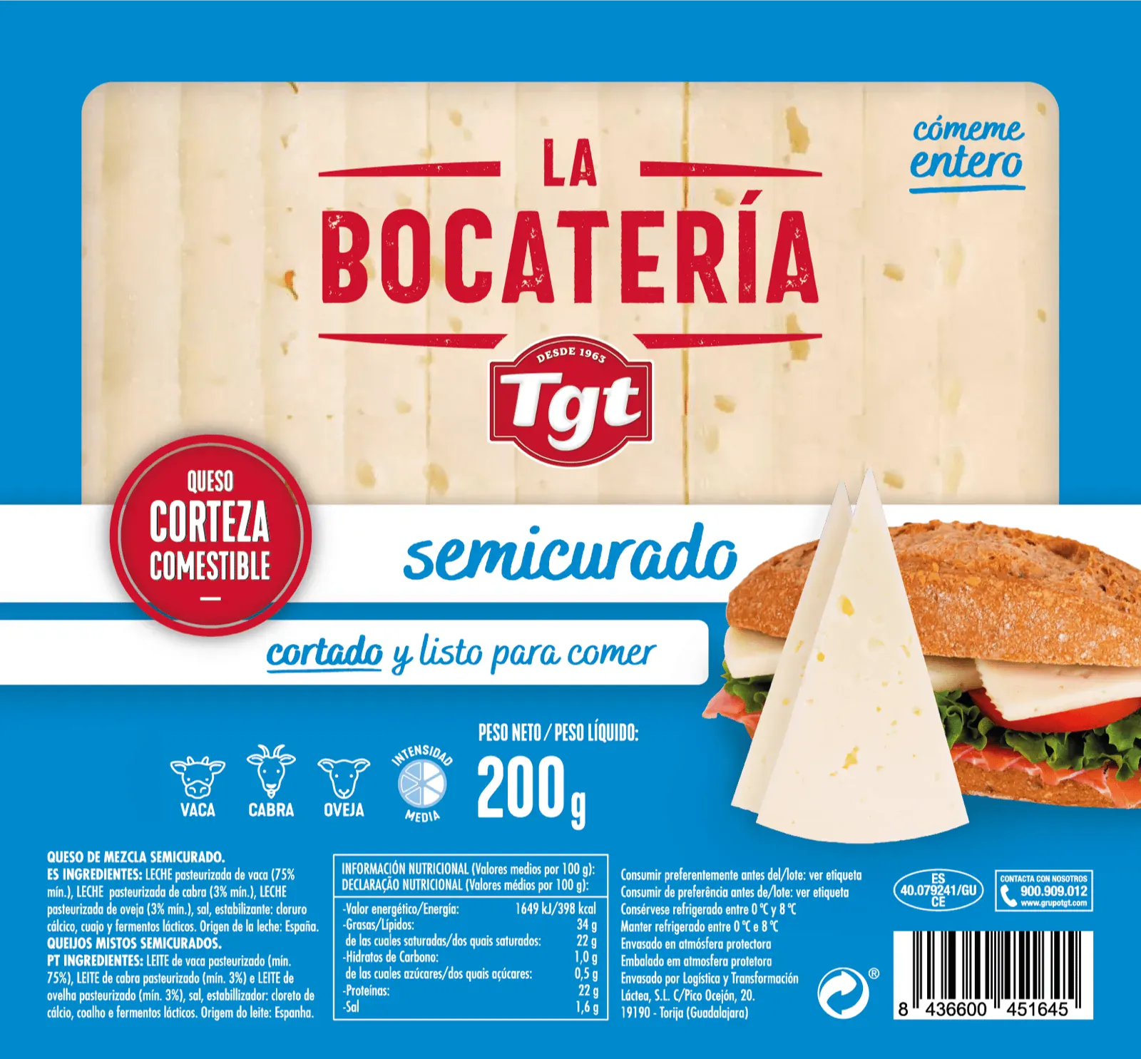 La Bocatería Precortados Semicurado 200gr